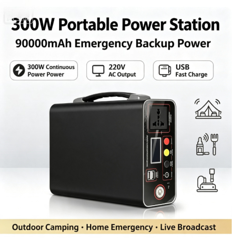 Solar Emergency Charger - Central Elétrica Portátil 300W 220V, 333Wh,