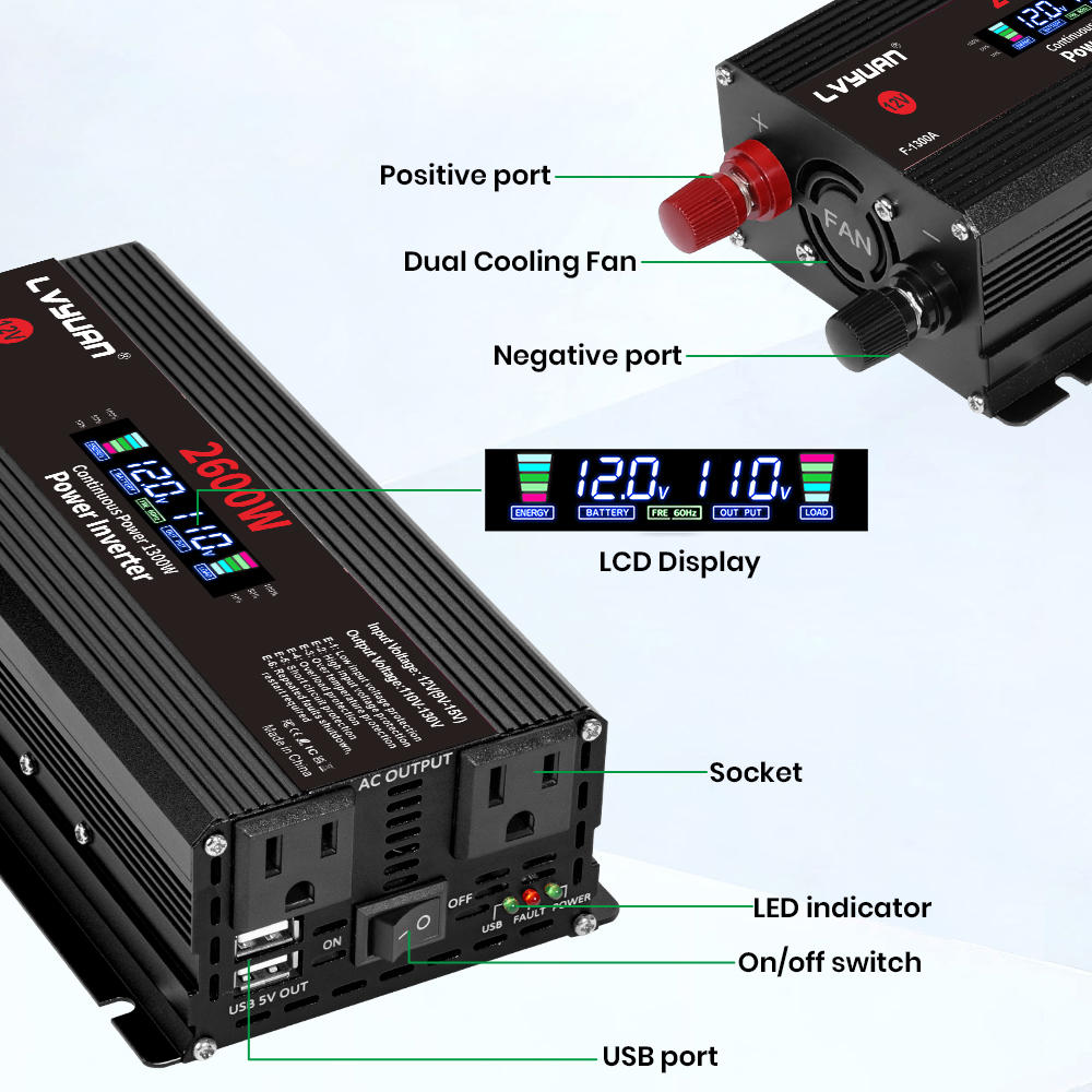 Inversor de Energia 1500W 2000 - Solar Emergency Charger avaliação e preço